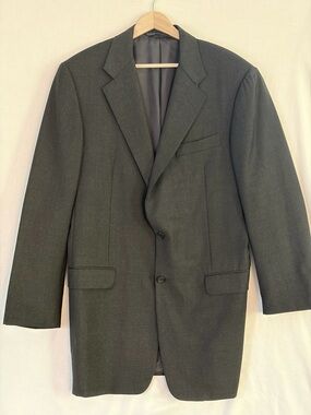 Hickey Freeman Charcoal Wool Blazer 42L USA Made
